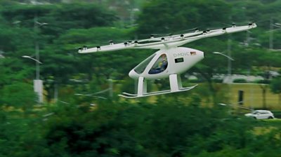 Volocopter in flight in Singapore