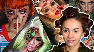 Women with Halloween make up