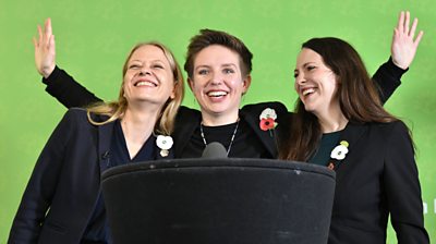 Sian Berry, Carla Denyer and Amelia Womack