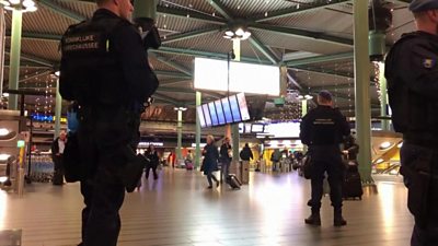 Police in Schiphol airport building
