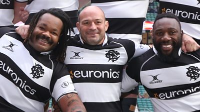 Rory Best with Mathieu Bastereaud and Tendai Mtawarira