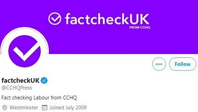 The Conservative Party has been sharply criticised by a UK fact-checking agency after it rebranded one of its Twitter accounts.