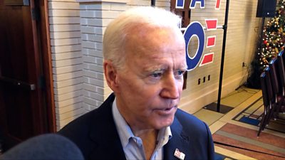 Democratic candidate Joe Biden reacted to Senator Kamala Harris' leaving the 2020 presidential race.