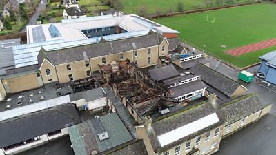 Drone footage shows Peebles High School fire damage