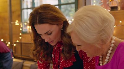 The Duchess of Cambridge with Bake Off host Mary Berry