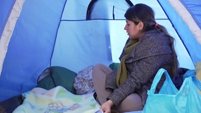 As charity Médecins Sans Frontières warns of a health emergency in refugee camps, one expectant mother living in Lesbos spoke to the BBC of her fears.