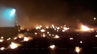 Burning debris near Tehran