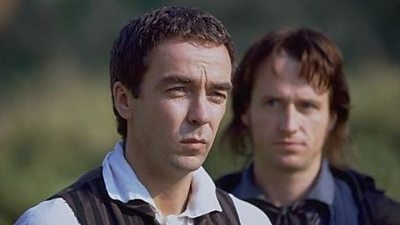 John Hannah as Wordsworth is eyed suspiciously by Linus Roache as Coleridge