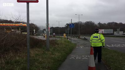 Police closed the route between the M4 and Fabian Way