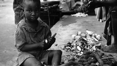 Biafran child with some yams