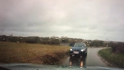 Car filmed on wrong side of the road