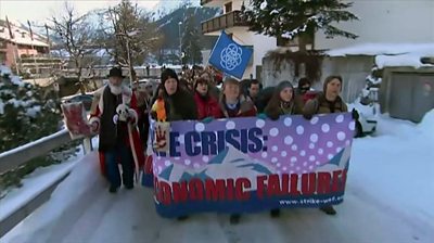 protesters at Davos