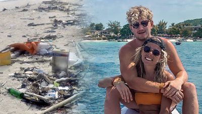 A couple who met while travelling say seeing the "scary" impact of rubbish spurred them into action.