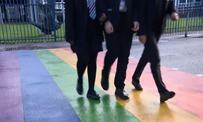 Pupils walking over the crossing