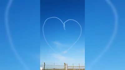 The Red Arrows create a Valentine's treat in the skies above RAF Scampton