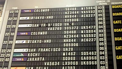 Departure board at Singapore's Changi airport