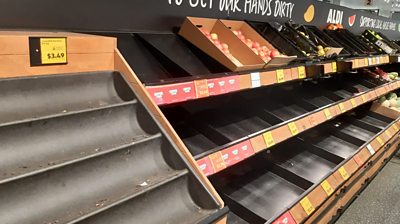 Empty shelves in Australian supermarket