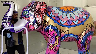 MrASingh working on the elephant at his Digbeth studio