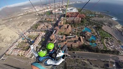 Paragliding over hotel