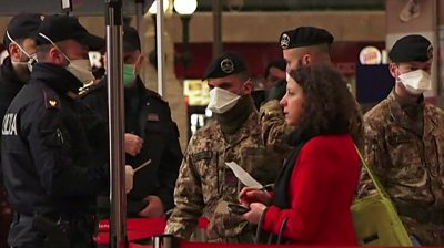 Police and Army check train tickets