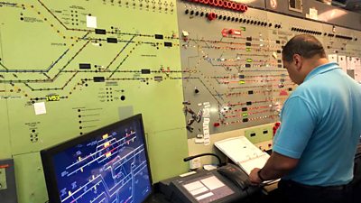 The control panel inside Birmingham New Street signal box