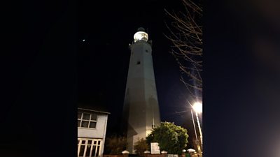 Withernsea's lighthouse is illuminated for the first time in decades.