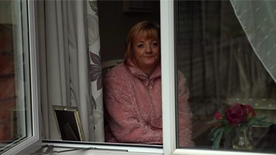 Partially-sighted Teresa, leaves her house for the first time since isolation began