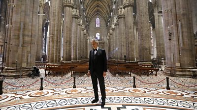 Andrea Bocelli performed an online concert from Milan, with a message of hope to those in lockdown.