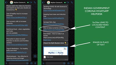 Indian government's MyGov Corona Helpdesk WhatsApp