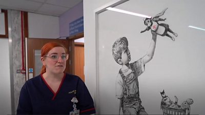 The elusive artist's latest work, Game Changer, is on display at Southampton General Hospital.