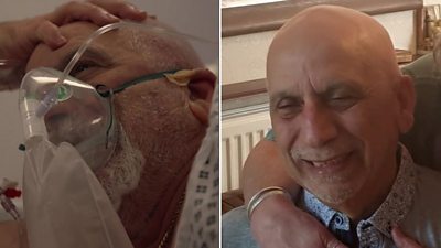 Composite image of Ertan in hospital and at home