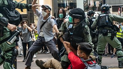 Protesters in Causeway Bay, Hong Kong