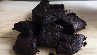 Brownies-on-a-wooden-chopping-board