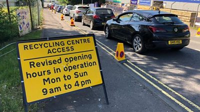 Long queues as Scotland's recycling centres reopen
