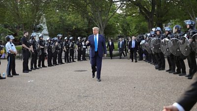 George Floyd protesters tear-gassed so Trump can walk to church