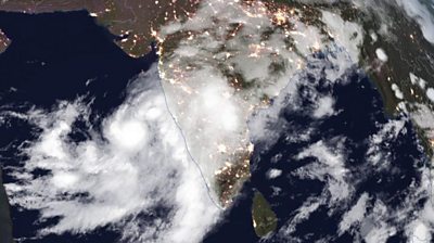 Satellite image of Cyclone Nisarga approaching Maharashtra