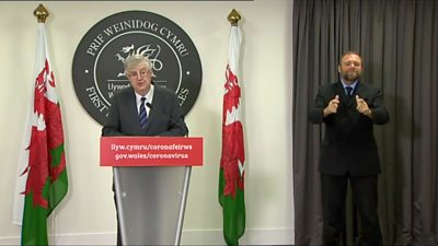 First Minister Mark Drakeford adressed a press conference on Monday