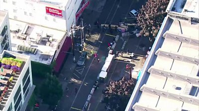 Aerial footage of Seattle protest zone