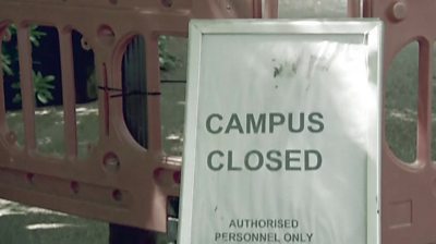 Campus closed sign