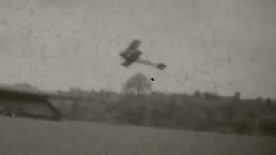 A plane taking off at Llandrindod Wells aerodrome