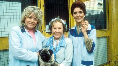 Left to right: Wendy Richard as Pauline Fowler, Gretchen Franklin as Ethel Skinner and June Brown as Dot Cotton