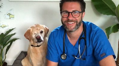james-vet-sits-with-dog-oliver