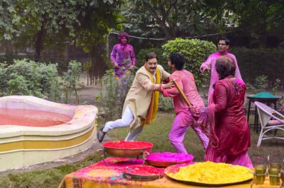 Mr L N Agarwal (VINAY PATHAK), Maan Kapoor (ISHAAN KHATTER), Pran Kapoor (GAGANDEEP SINGH RIAR)(Image Credit: BBC/Lookout Point Photographer: TAHA AHMAD)