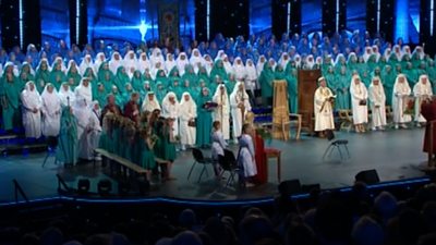 The Gorsedd of Bards gathered on the main stage of the National Eisteddfod