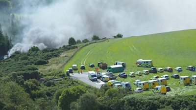 Several fire and ambulance crews have been called to the scene near Stonehaven.