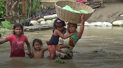 People stranded in floods