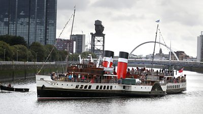 The 70-year-old paddle steamer sets sail for the first time since 2018 after repairs to its boilers.