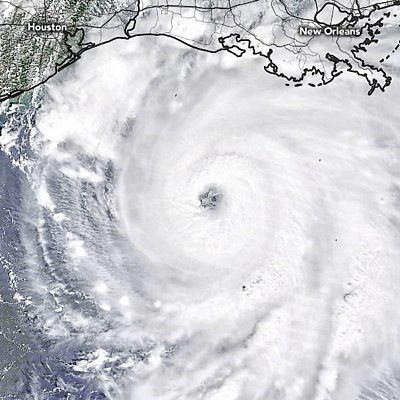 Satellite picture of Hurricane Laura as it approached the coast of Louisiana