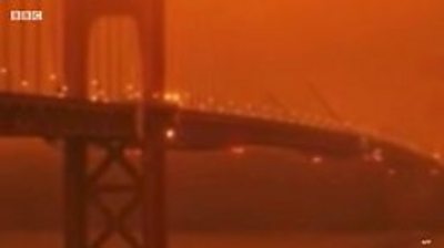 Orange sky over San Francisco