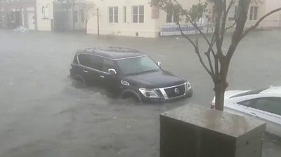 Video shows flooded streets in the city of Pensacola in Florida.